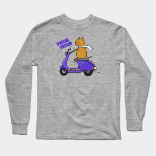 Orange cat on a scooter Long Sleeve T-Shirt